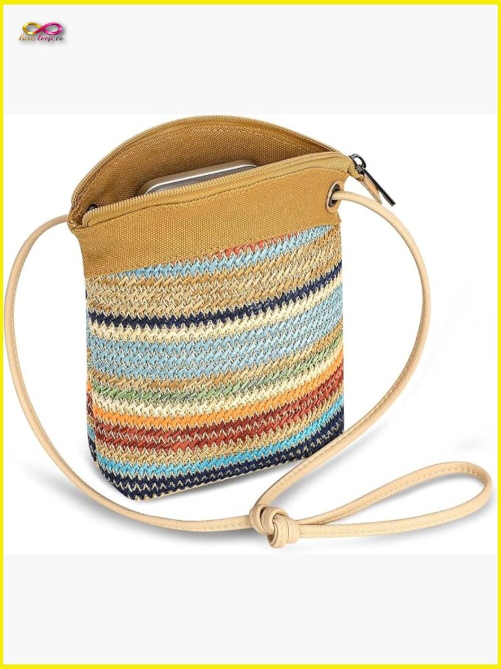 Straw Crossbody Bag Woven Sling Shoulder Bag Adjustable Casual Travel Beach